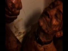 Teen's face and body got covered with her man's nasty shit